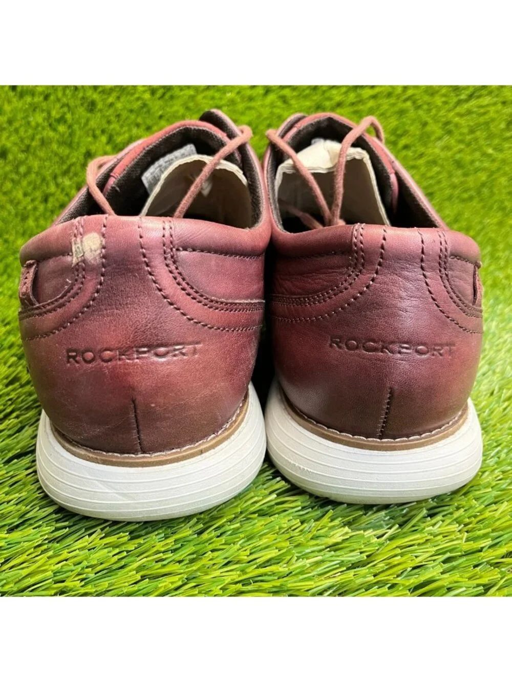 Rockport Garett Mens Size 12 Burgundy Casual Leather Wingtip Oxford Dress Shoes